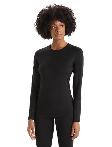 Icebreaker Merino 200 Oasis Long Sleeve Crewe Thermal Top Naisten Base Layers Mustat | FI 1931RVDW